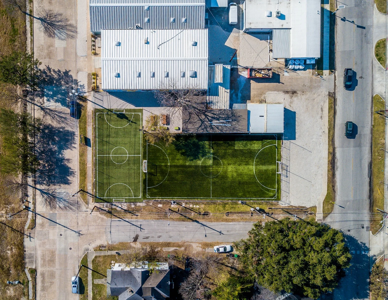 aerial photography of soccer field